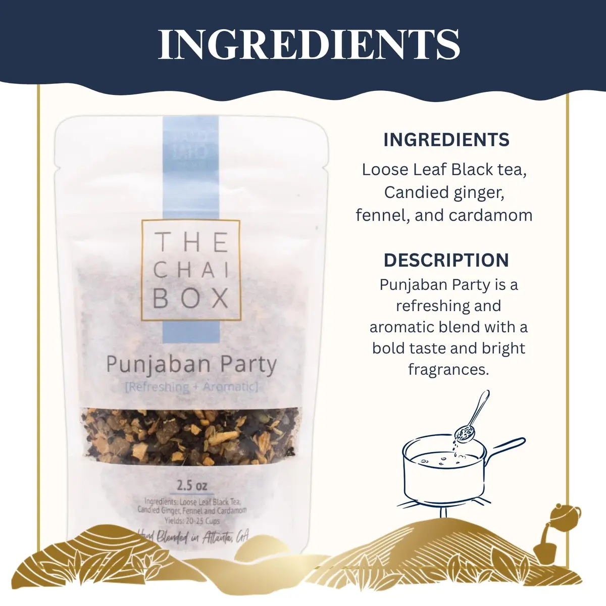 The Chai Box Traditional Ginger & Fennel Chai - 2.5 Oz | Organic Black Tea with Whole Spices - view 3