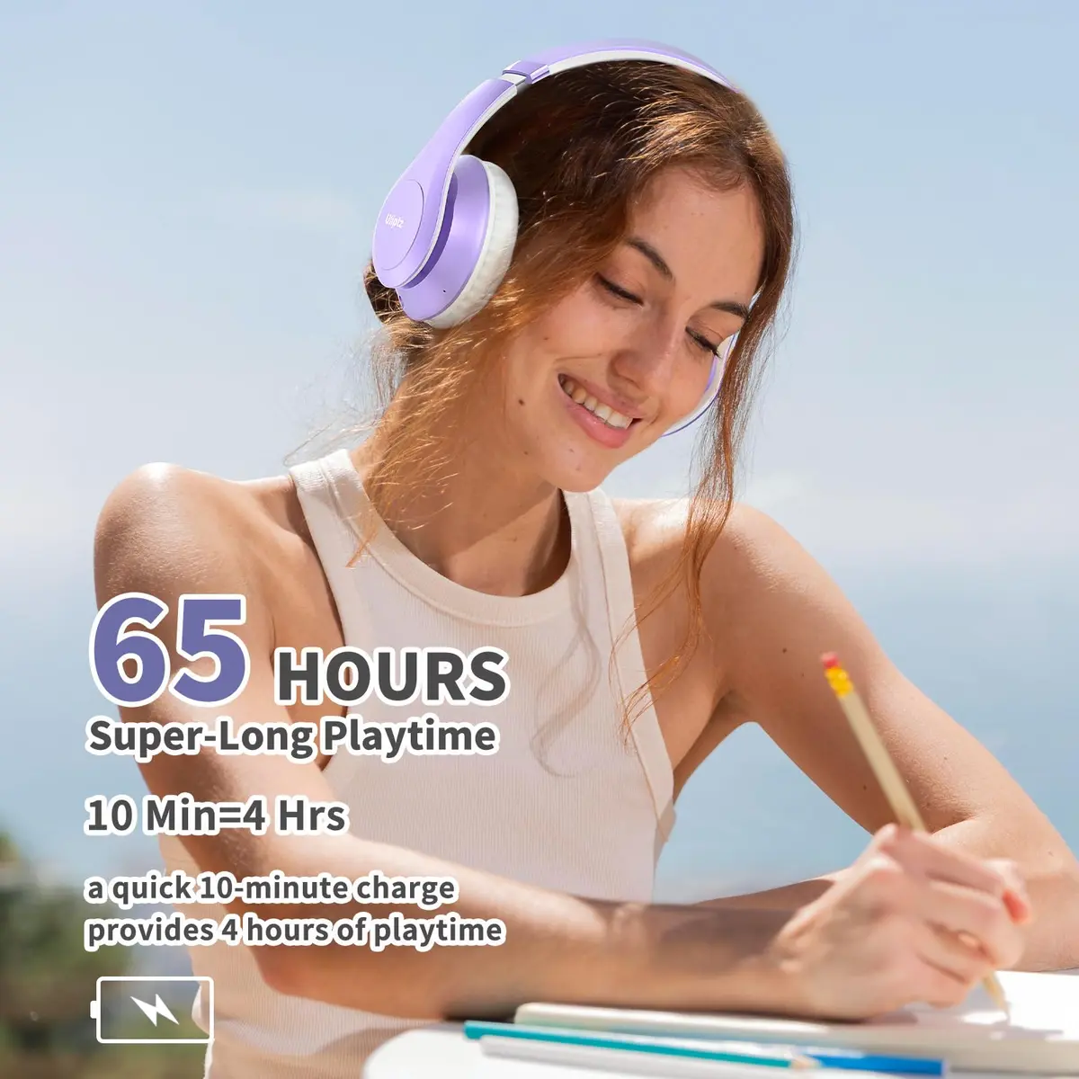 Uliptz Bluetooth Headphones Over Ear, Wireless HiFi Stereo Foldable Headset with 65H Playtime & 6 EQ Modes | 40mm Drivers - view 5