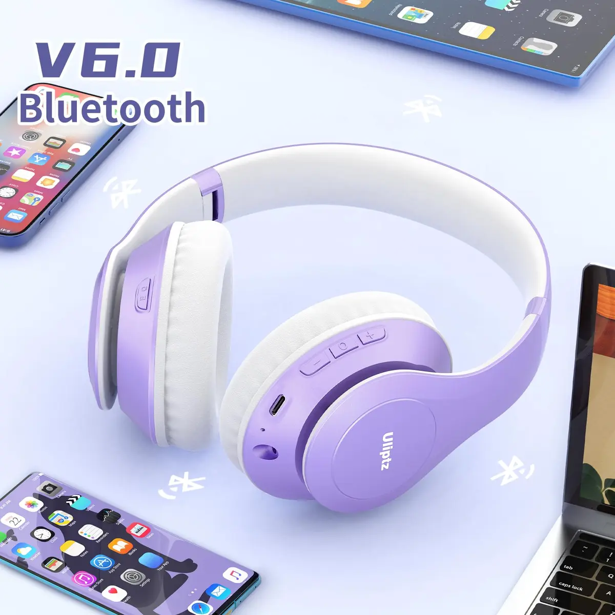 Uliptz Bluetooth Headphones Over Ear, Wireless HiFi Stereo Foldable Headset with 65H Playtime & 6 EQ Modes | 40mm Drivers - view 3