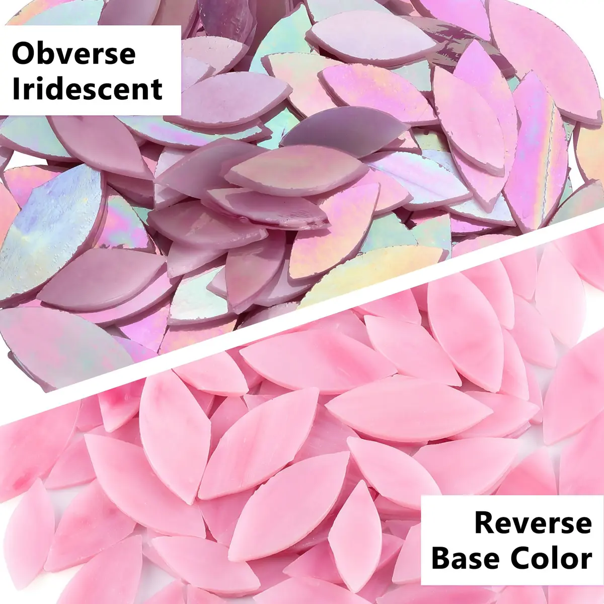 Yoption Iridescent Pink Glass Petal Mosaic Tiles | Hand-Cut Craft Tiles for Home & Crafts (1.4 x 0.6 inches) - view 5
