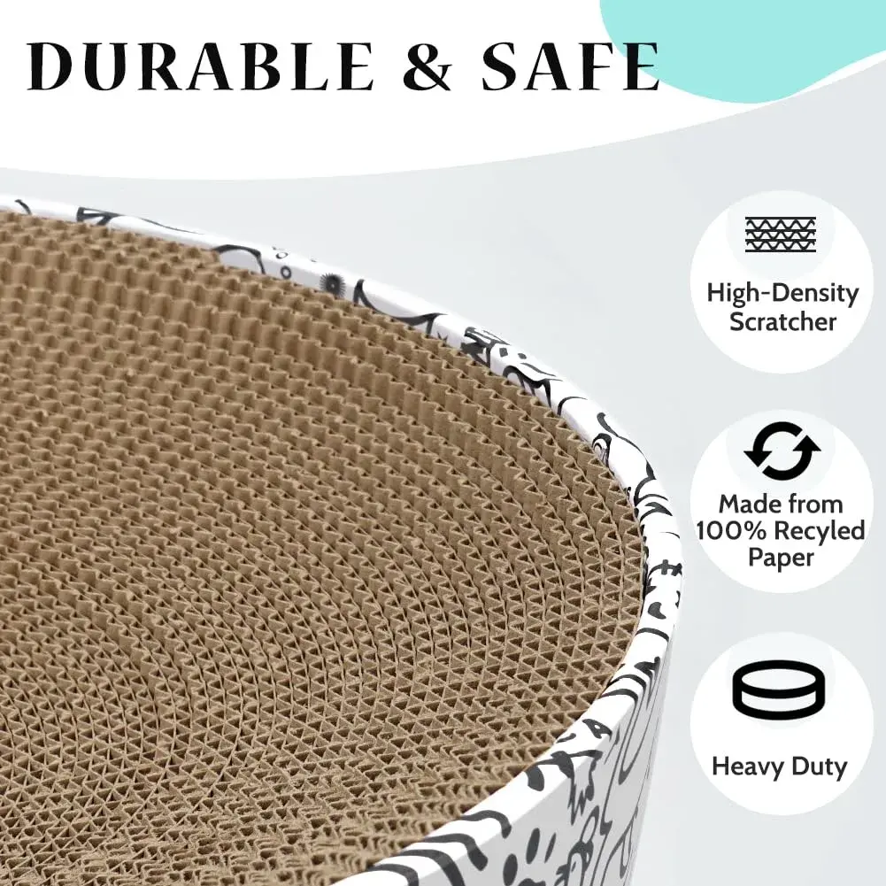 ARGOPET Oval Cat Scratcher Bed with Toy 43cm (17in) | Curved Design for Spine Support - view 3