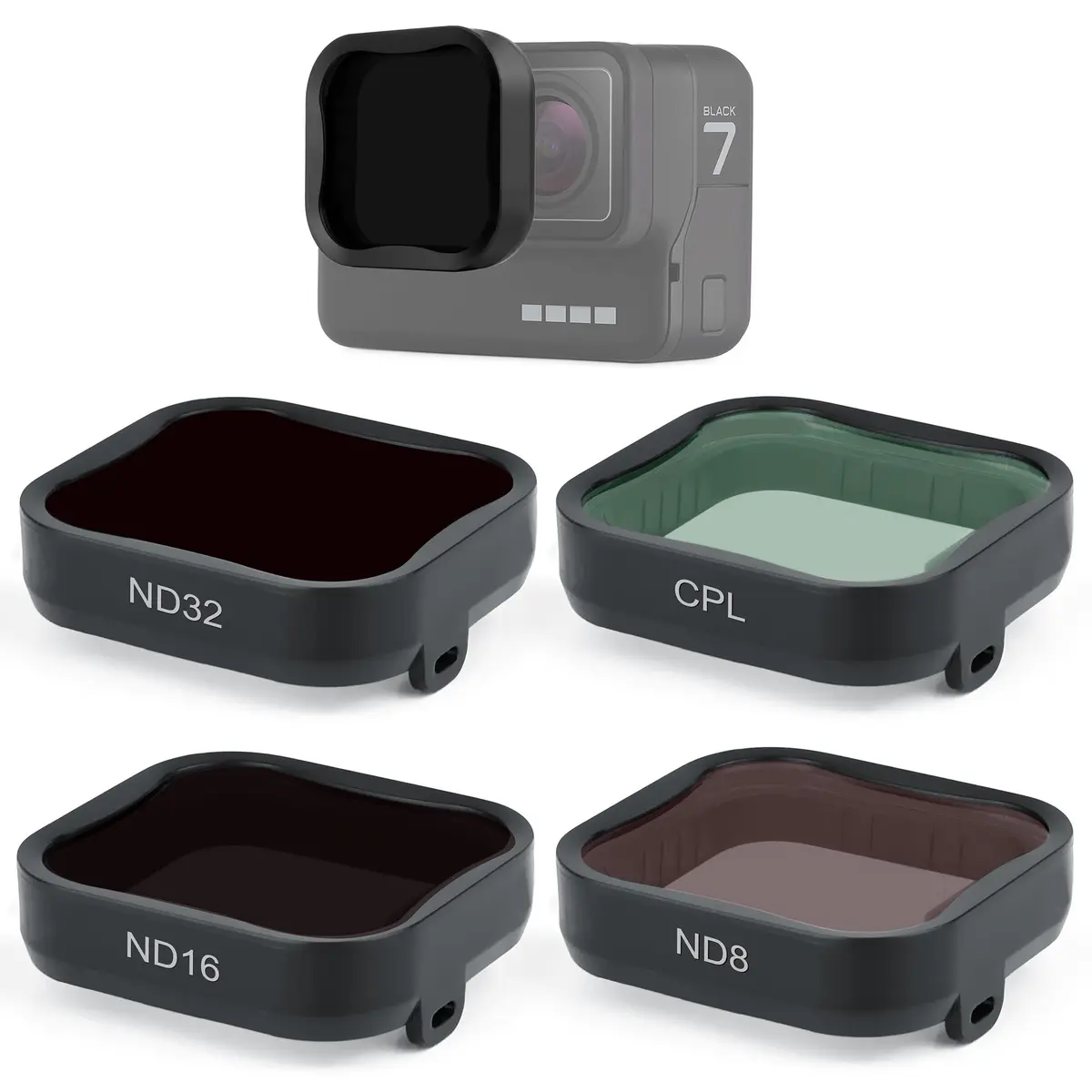 GEPULY Camera Lens Filter Set for GoPro Hero 5 6 7 | CPL ND8 ND16 ND32 Multi-Coated Glass - main product image