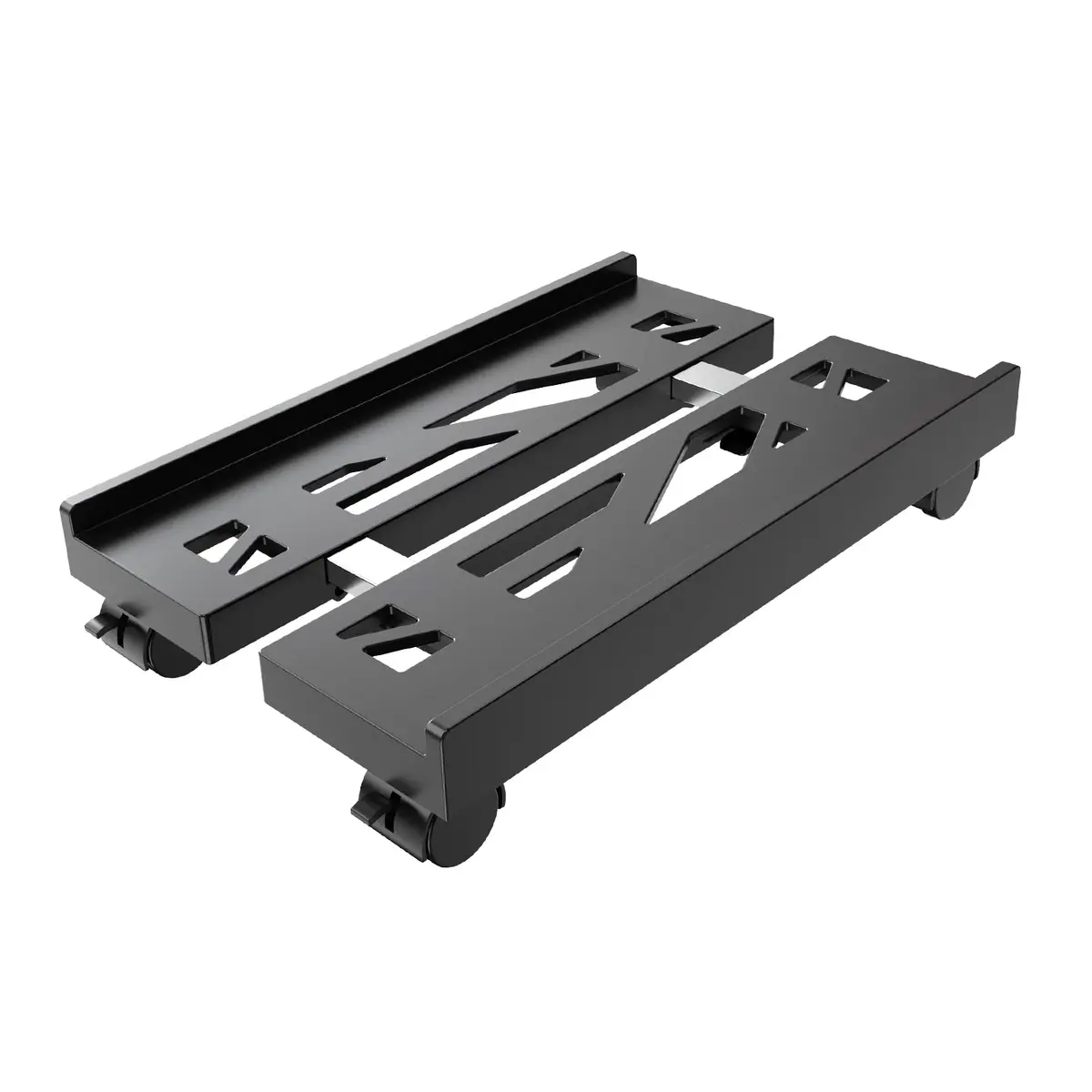Hovadova Adjustable Computer Tower Stand Black | Ventilated Mobile CPU Holder with Locking Wheels - main product image