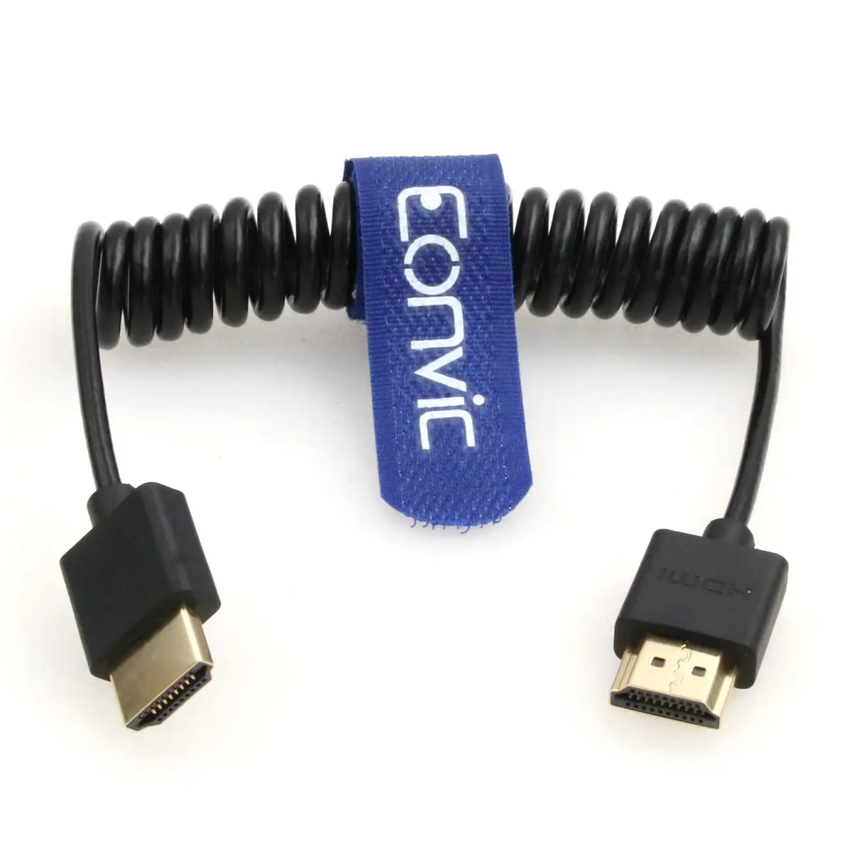 Eonvic 8K HDMI Coiled Cable 25cm (Stretches to 1M) | High Speed HDMI 2.1 Male to Male Extender for Cameras & Monitors - main product image