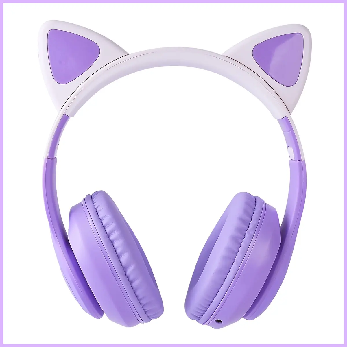 HOYJACY Kids Bluetooth Headphones with LED Cat Ears | Wireless & Wired, Foldable, 40mm Stereo, Microphone, Purple - view 5