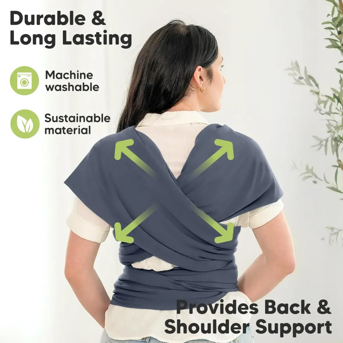 KeaBabies Original Baby Wrap Carrier Raven | Ergonomic, IHDI Certified, Breathable Fabric for Newborns to Toddlers - view 5