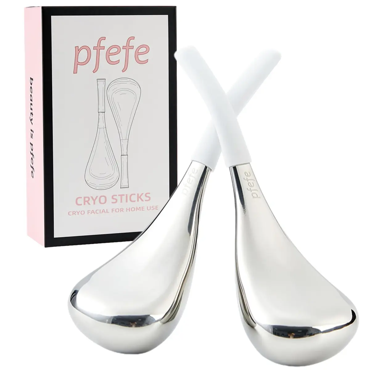 pfefe Ice Globes for Face Eyes, Cryo Sticks Facial Skin Care Tools with Storage Case, 2 Count (White) - main product image