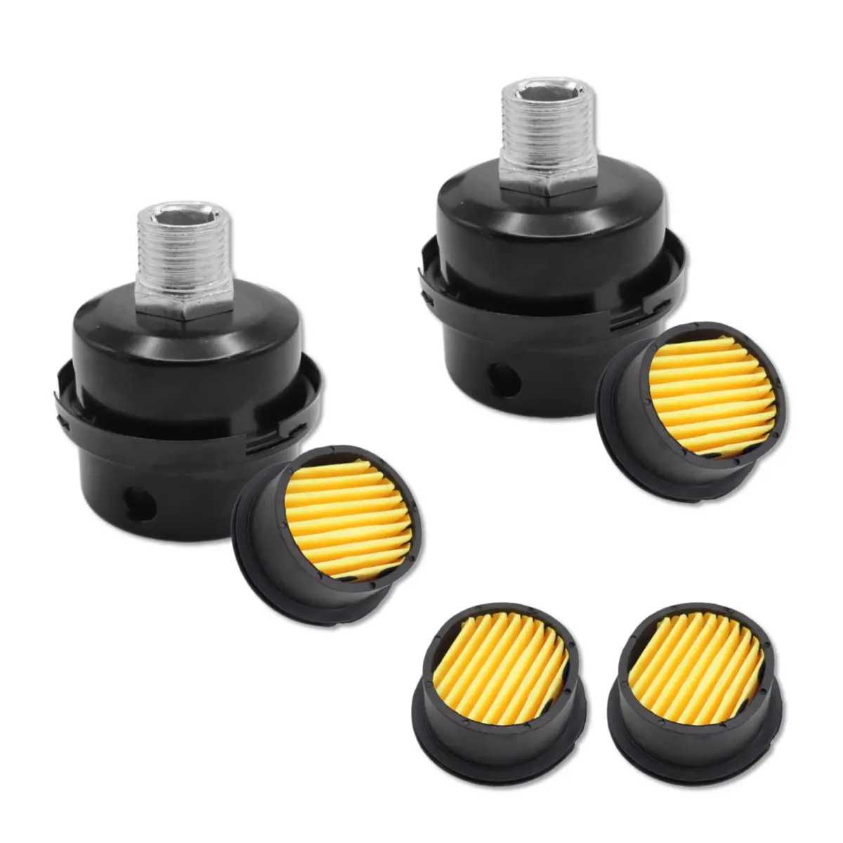 Joyangy 2-Pack 3/8" Straight Thread Air Compressor Intake Filter Silencer Muffler, 16mm Metal Filter Element - main product image