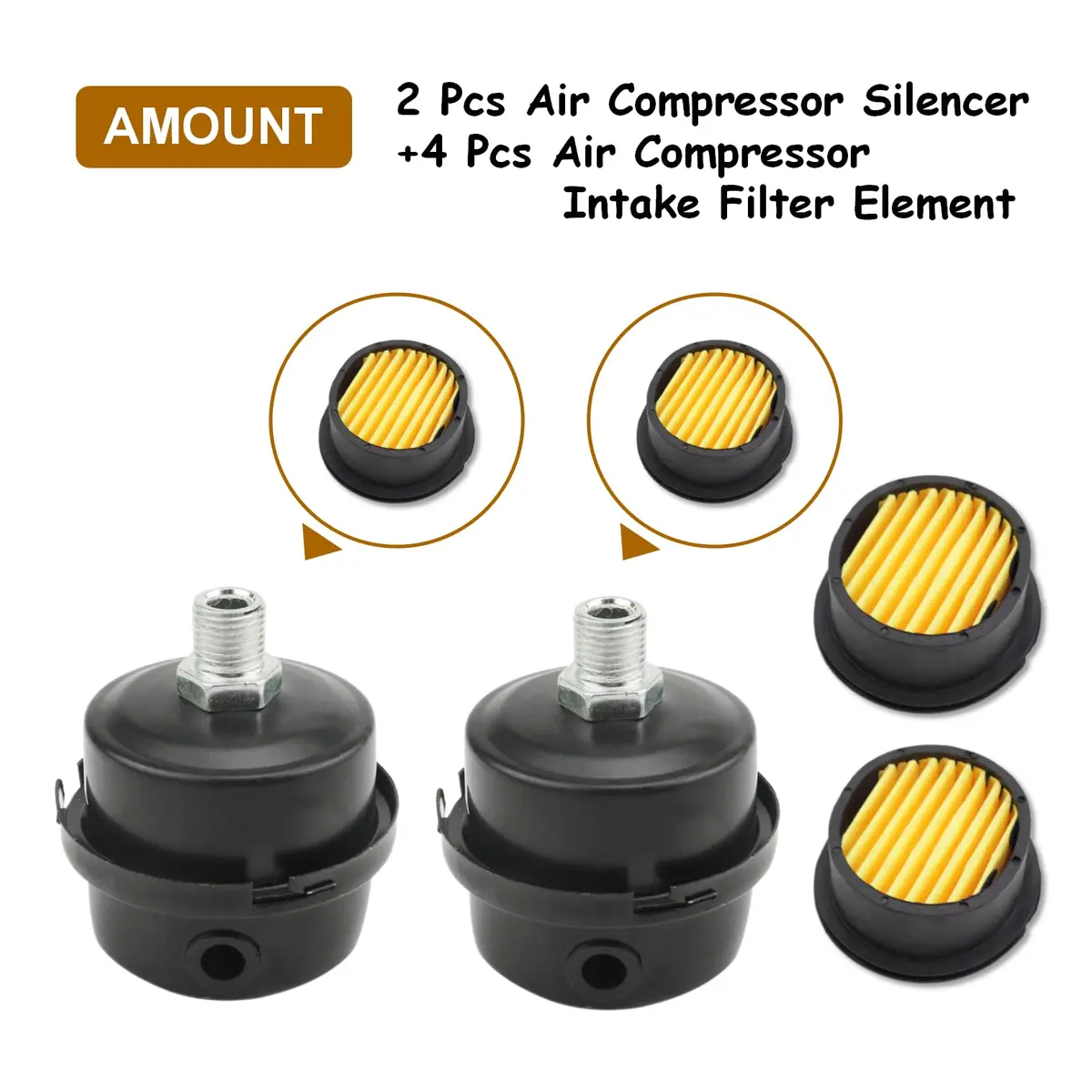 Joyangy 1/4" Metal Air Compressor Intake Filter Silencer Muffler | Noise Reduction & Dust Filtration - view 5