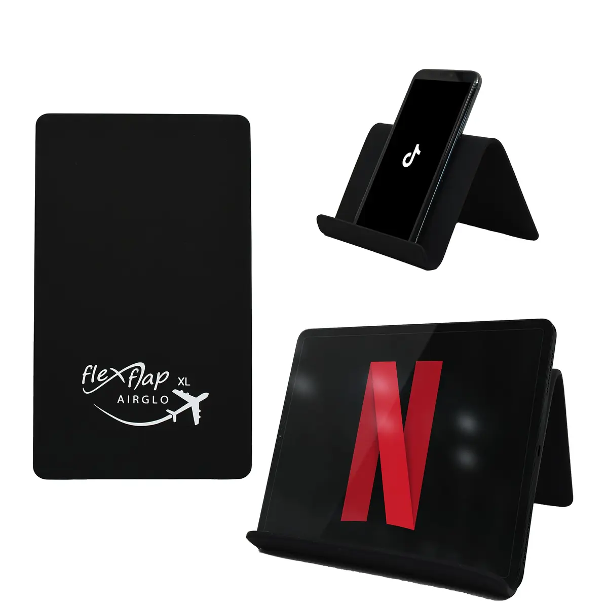 AIRGLO Flex Flap Cell Phone Holder & Flexible Tablet Stand 8 x 4 inches | Travel-Friendly, Adjustable - main product image