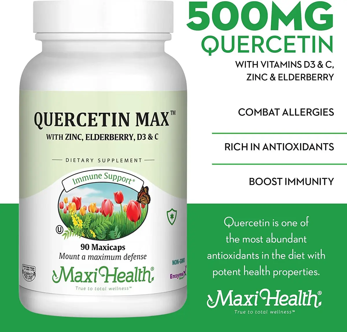 Maxi Health Quercetin with Zinc & Vitamin C 90 Capsules | Supports Immunity & Wellness - view 4