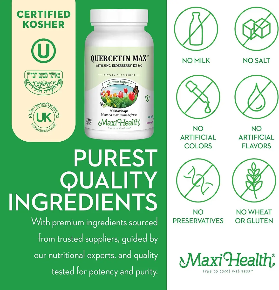 Maxi Health Quercetin with Zinc & Vitamin C 90 Capsules | Supports Immunity & Wellness - view 6