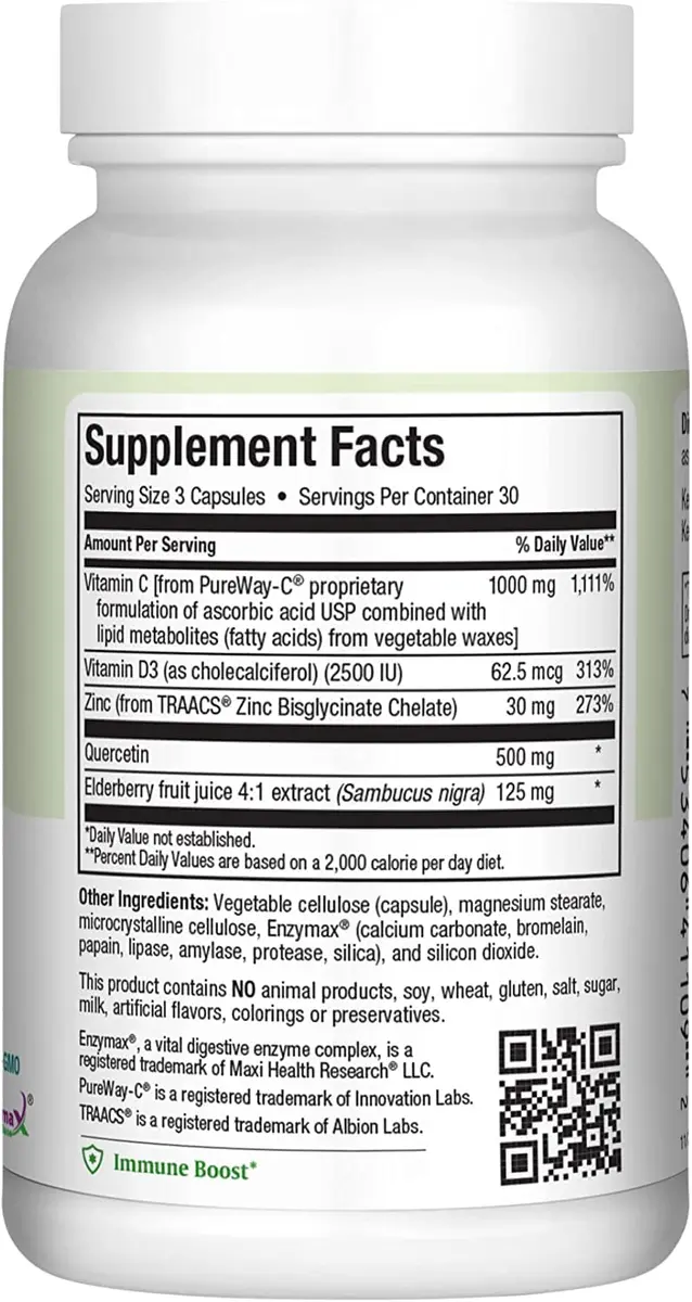 Maxi Health Quercetin with Zinc & Vitamin C 90 Capsules | Supports Immunity & Wellness - view 3