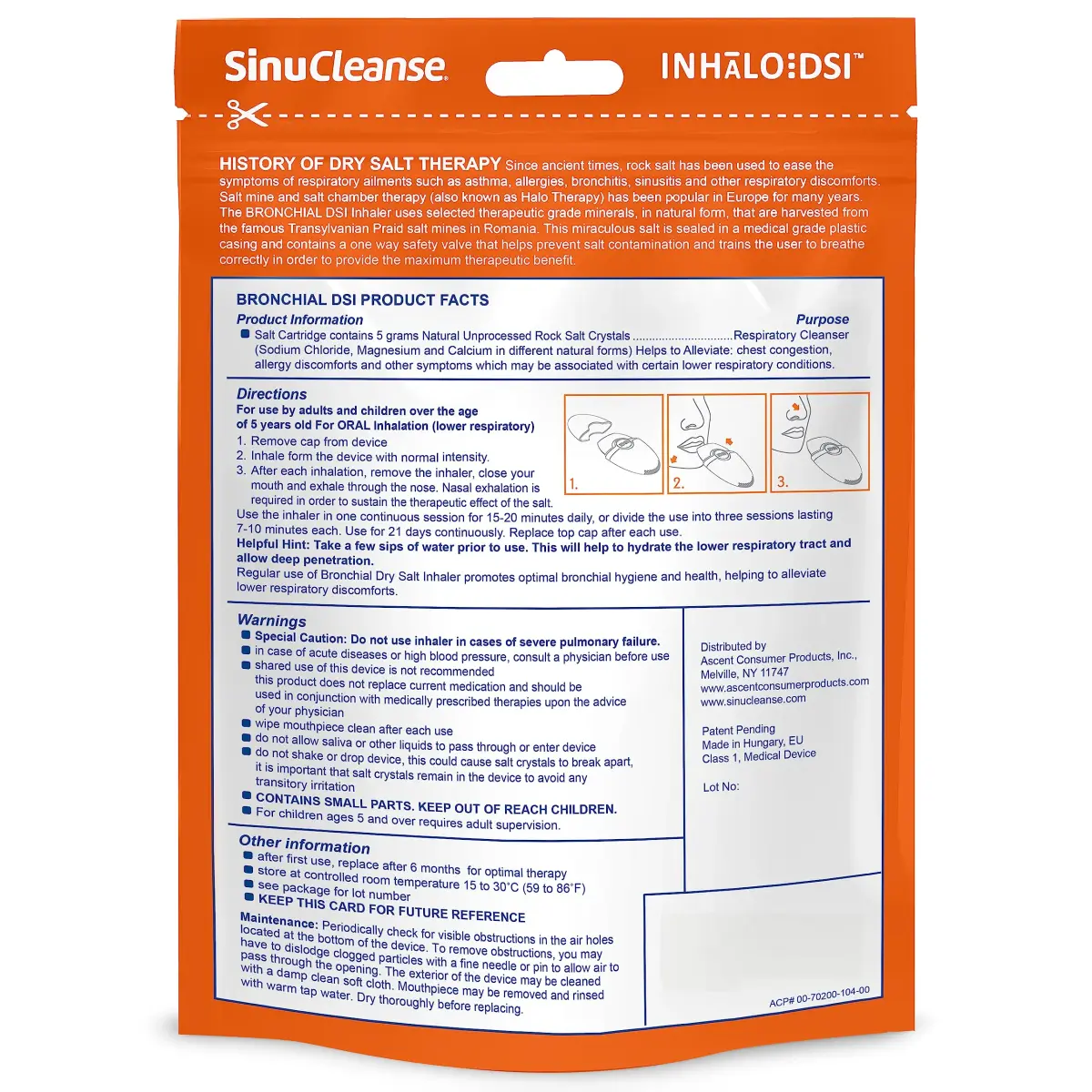 SinuCleanse Inhalo Bronchial Dry Salt Portable Respiratory Inhaler 1 Count | Natural Salt Crystals for Chest Congestion & Allergy Relief - view 6
