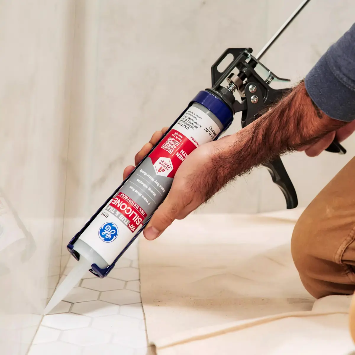 GE Silicone Tub & Tile Caulk for Kitchen & Bath, Clear, 10.1 fl oz | Waterproof & Flexible Sealant - view 9