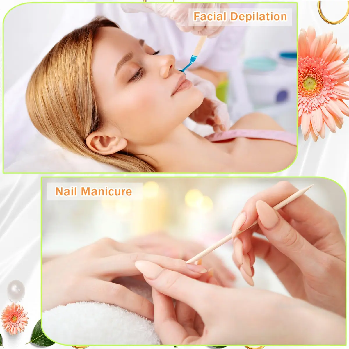JANYUN Hair Removal Wax Sticks 200 Pcs | Double-Sided Pointed Flat Handle for Small Detailed Areas - view 5