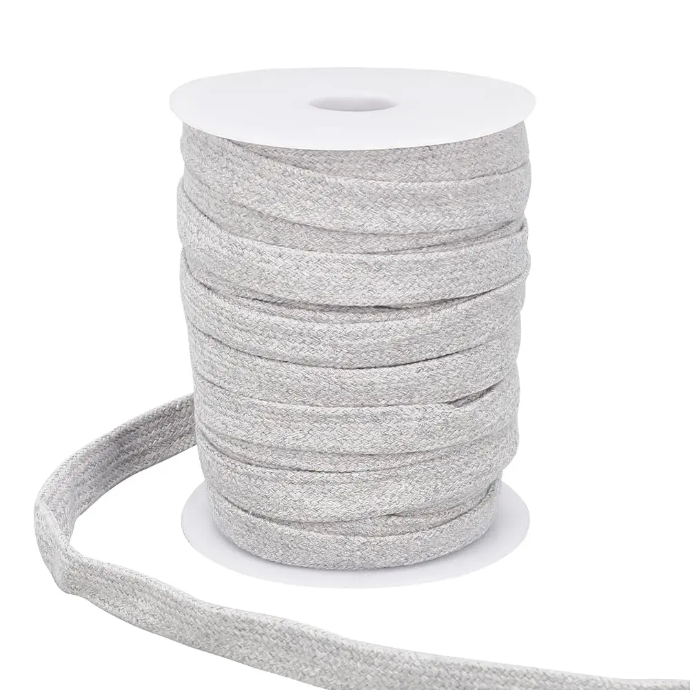 BENECREAT 27 Yards Light Grey Flat Cotton Cord 15mm | Durable Garment & DIY Drawstring - main product image