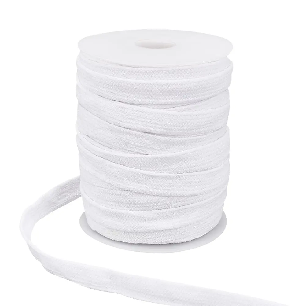 BENECREAT 27 Yards White Flat Cotton Cord | 5/8 inch Wide Hollow Drawstring for Garment & Crafts - main product image