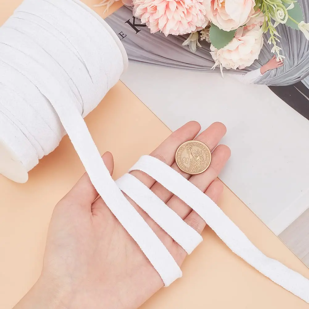 BENECREAT 27 Yards White Flat Cotton Cord | 5/8 inch Wide Hollow Drawstring for Garment & Crafts - view 3