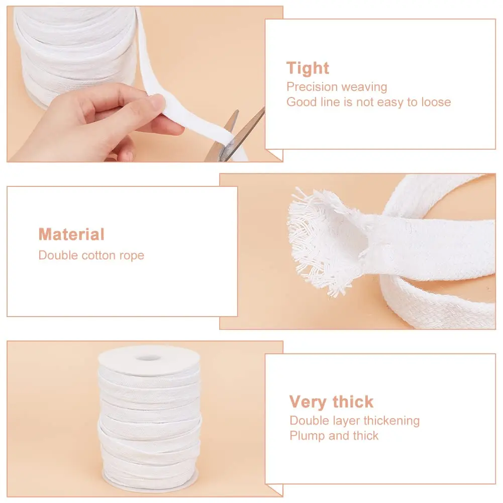 BENECREAT 27 Yards White Flat Cotton Cord | 5/8 inch Wide Hollow Drawstring for Garment & Crafts - view 4