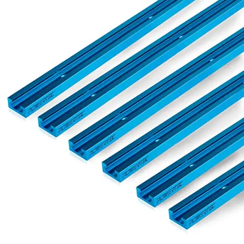 POWERTEC 71158-P3 Universal T-Track 48 Inch Double-Cut Profile 6 Pack | Aluminum Woodworking Jigs & Fixtures - main product image