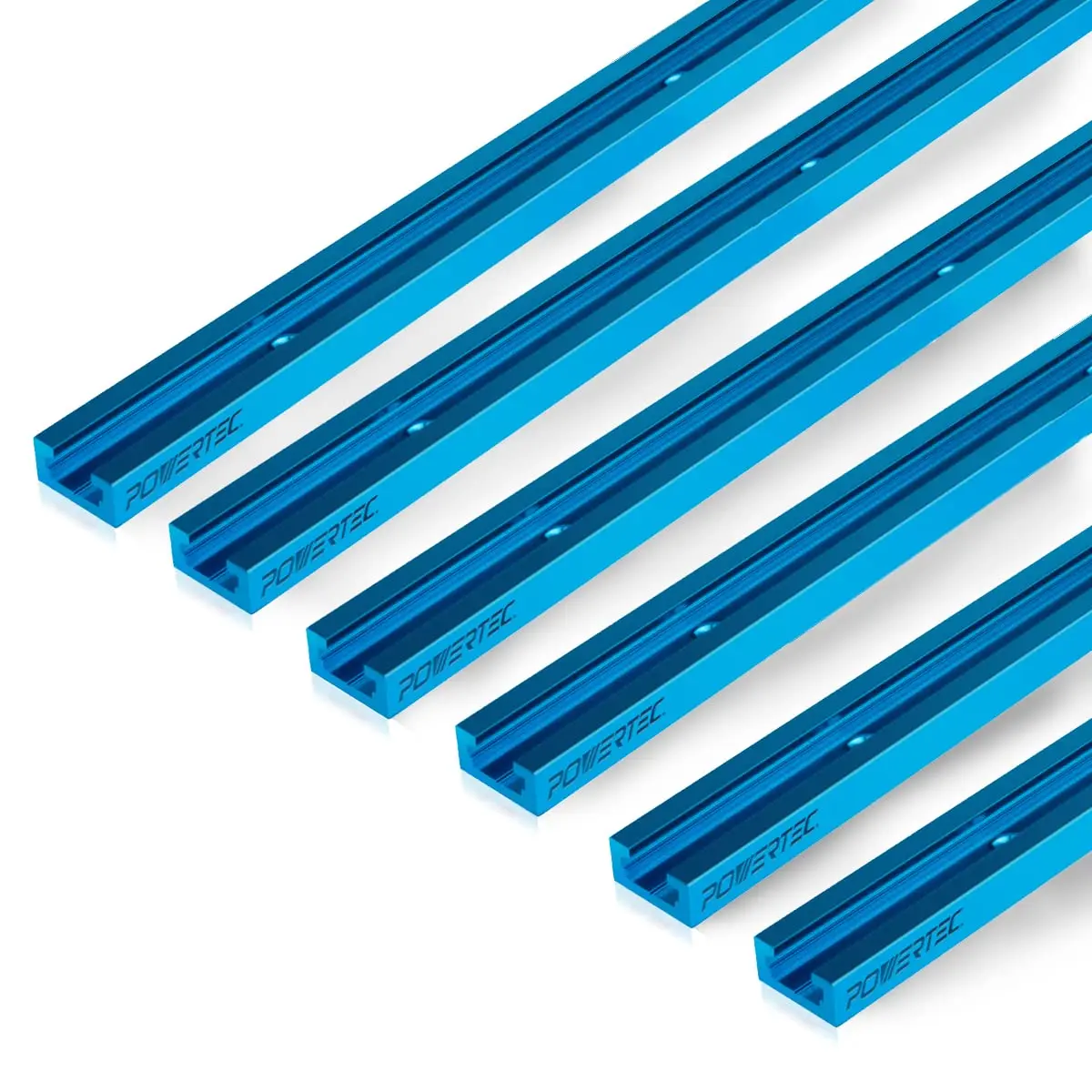 POWERTEC 71158-P3 Universal T-Track 48 Inch Double-Cut Profile 6 Pack | Aluminum Woodworking Jigs & Fixtures - main product image