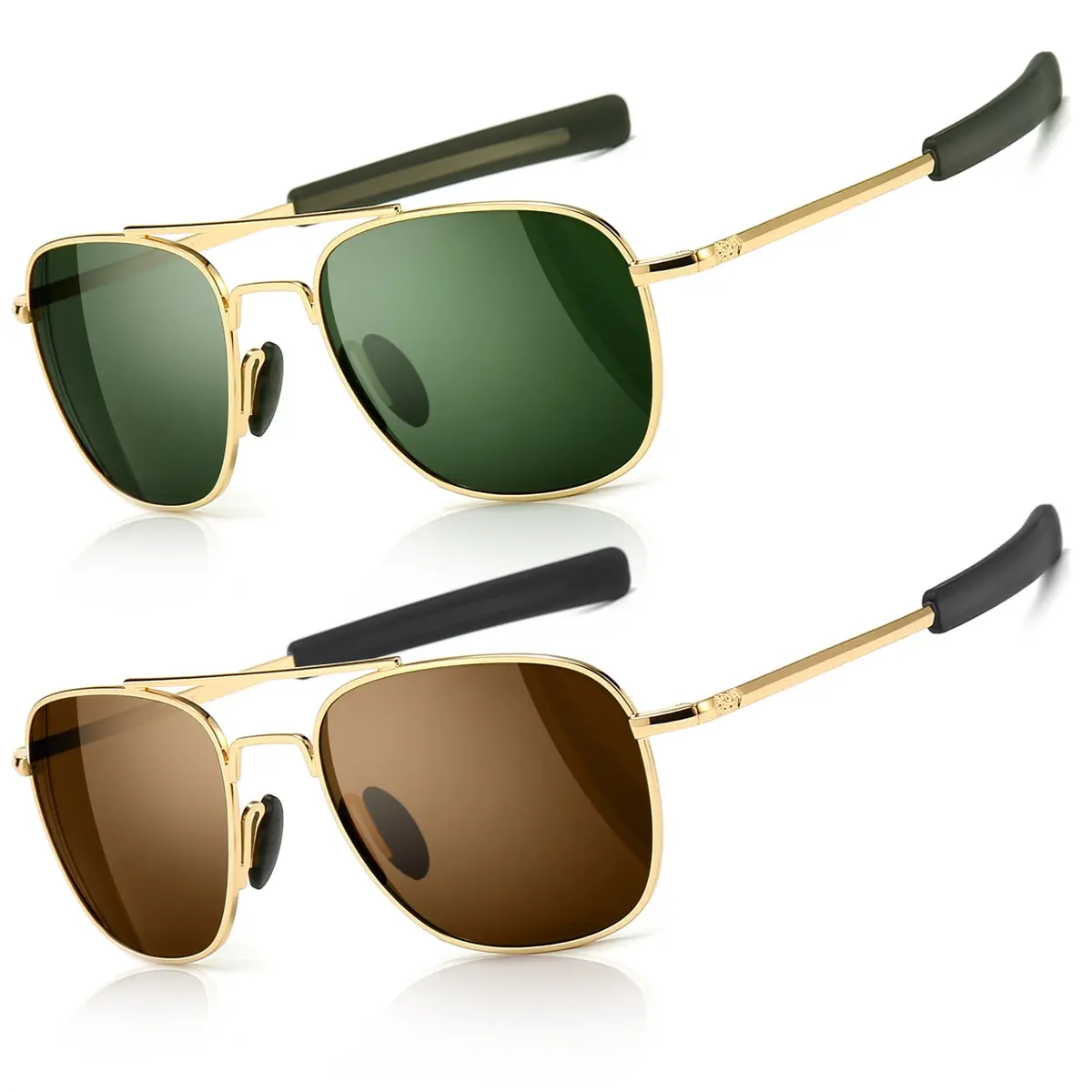 SUNGAIT Men's Military Style Polarized Pilot Aviator Sunglasses Bayonet Temples | HD UVA/UVB Protection (70-120 chars) - main product image
