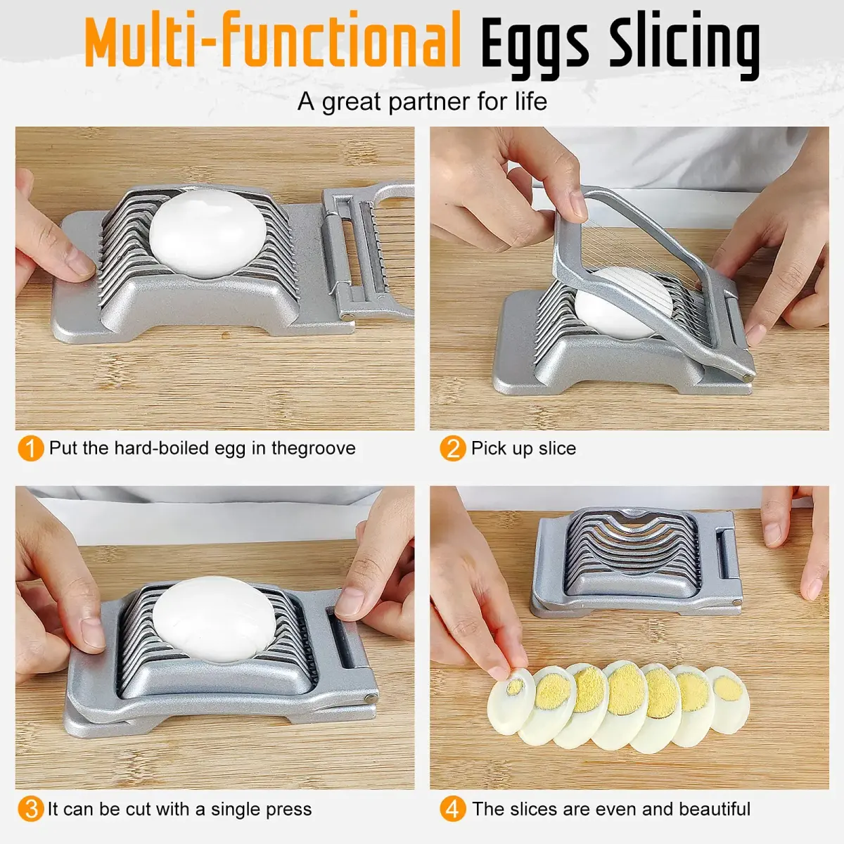 REDSETS Multipurpose Heavy Duty Aluminium Egg Slicer with Stainless Steel Wire | Slices 11 Egg Pieces - view 5