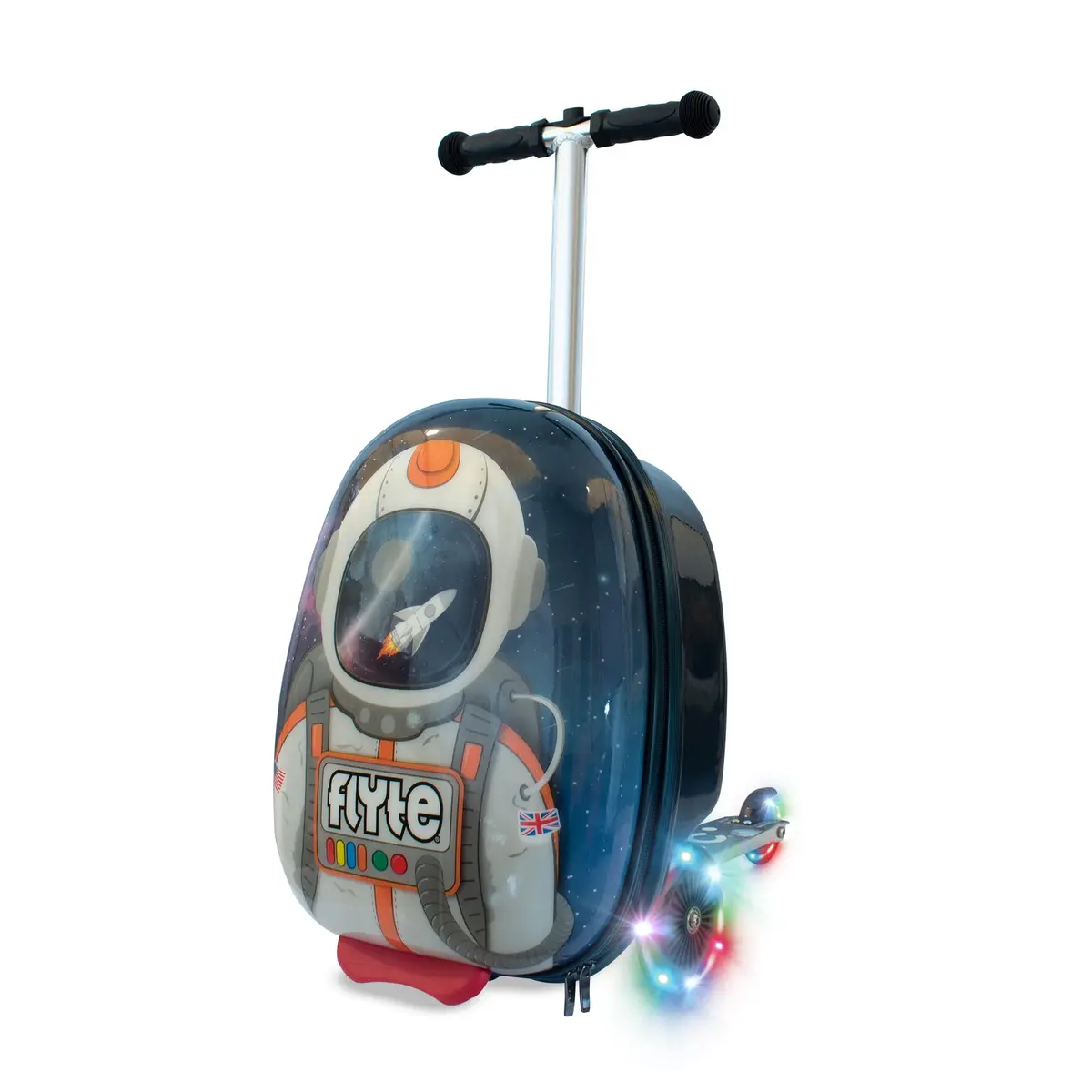 Flyte Scooter Suitcase Folding Kids Luggage 18" Sammie the Spaceman | 25 Litre Capacity with Ride On & Wheels - main product image