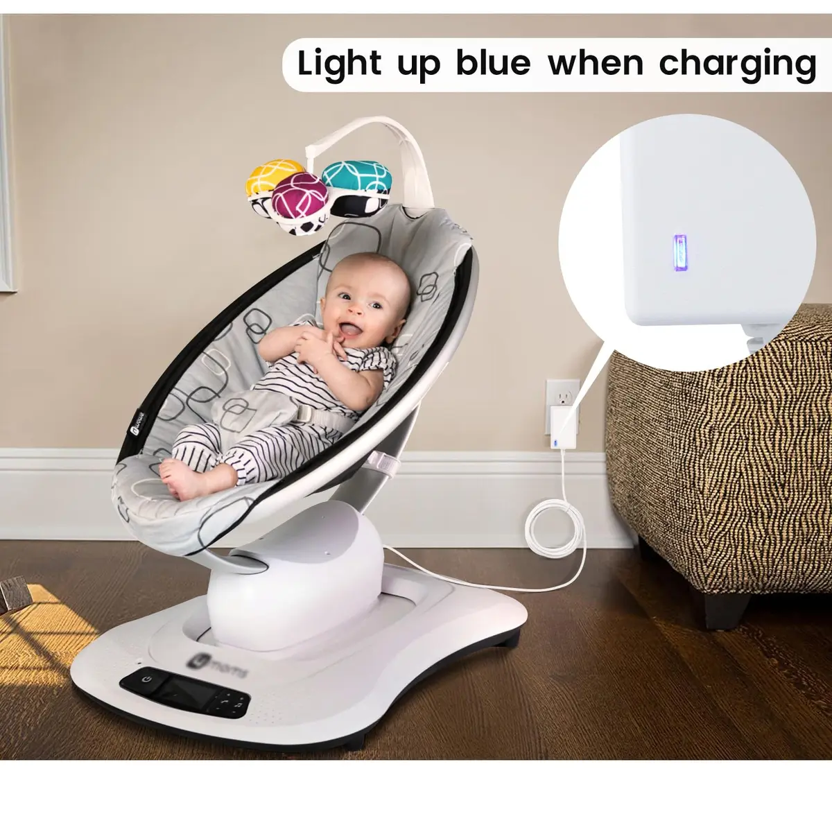 YEAOI 10ft Power Cord for 4moms mamaRoo 4 | 12V 3A Baby Swing Charger, White - view 5