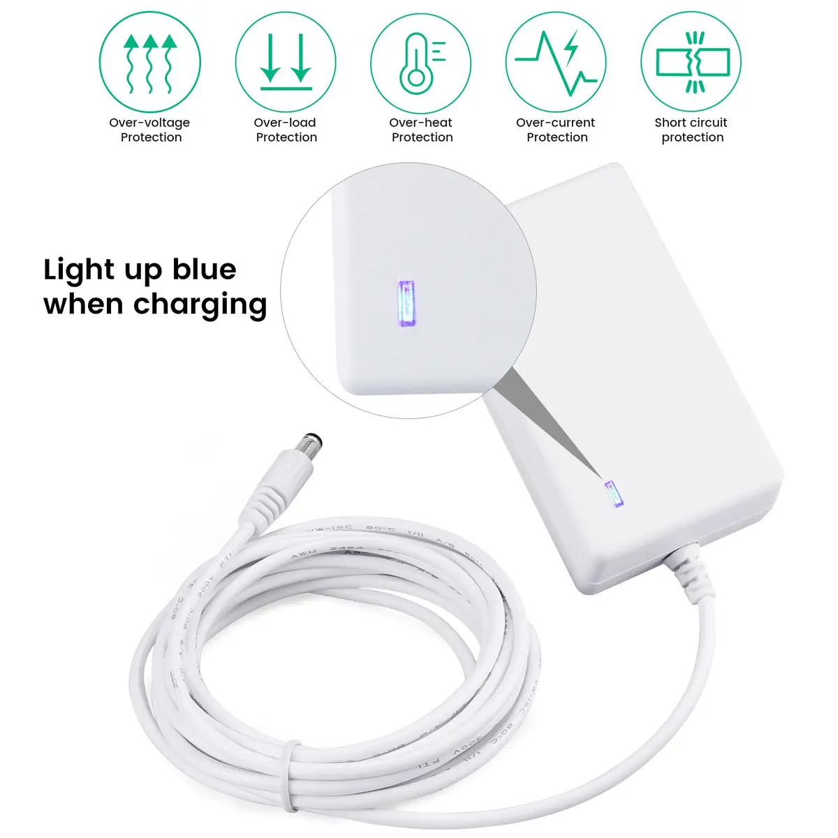 YEAOI 10ft Power Cord for 4moms mamaRoo 4 | 12V 3A Baby Swing Charger, White - view 6