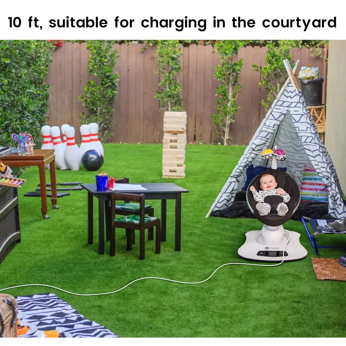 YEAOI 10ft Power Cord for 4moms mamaRoo 4 | 12V 3A Baby Swing Charger, White - view 3