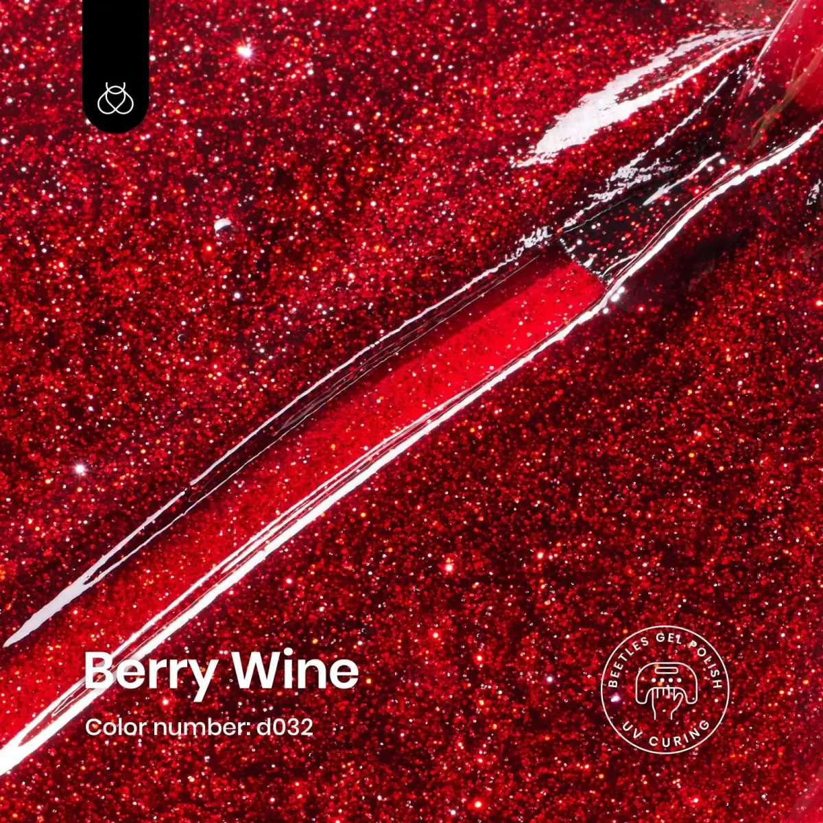 Beetles Glitter Red Gel Nail Polish Wine Red Shimmer 15ml (0.5 Fl Oz) | 10-Free Formula - view 2
