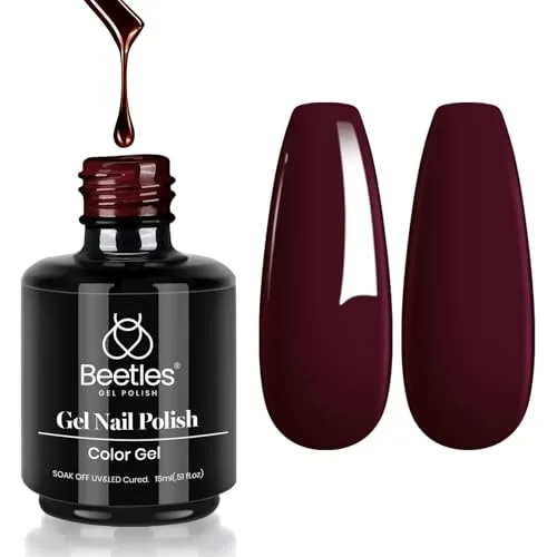 Beetles Red Gel Polish - Merlot Wine 15ML (0.51Fl Oz) | Burgundy Dark Red Gel Nail Polish for UV LED Lamp - main product image