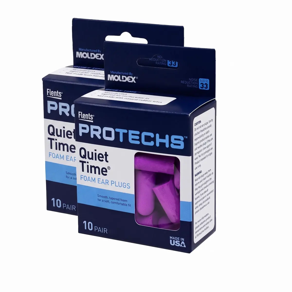 Flents Protechs Foam Ear Plugs NRR 33 Purple 20 Pair (10 Pair Pack x 2) | High-Noise Reduction for Sleep & Travel - main product image