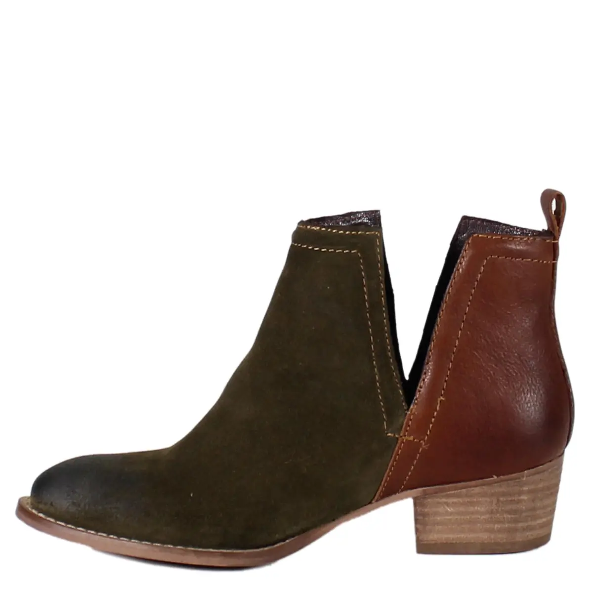 Diba True Stop By Pull On Round Toe Casual Boots Ankle Low Heel 8 US | Green, 1.5-inch Heel, Suede & Leather - view 8