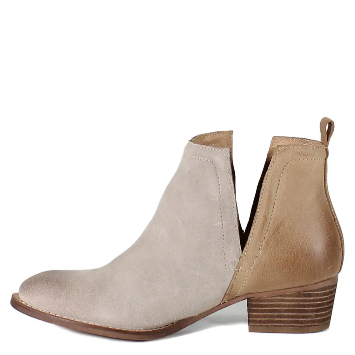 Diba True Stop By Pull On Round Toe Casual Boots Ankle Low Heel 11 M | Beige Leather & Suede - view 8