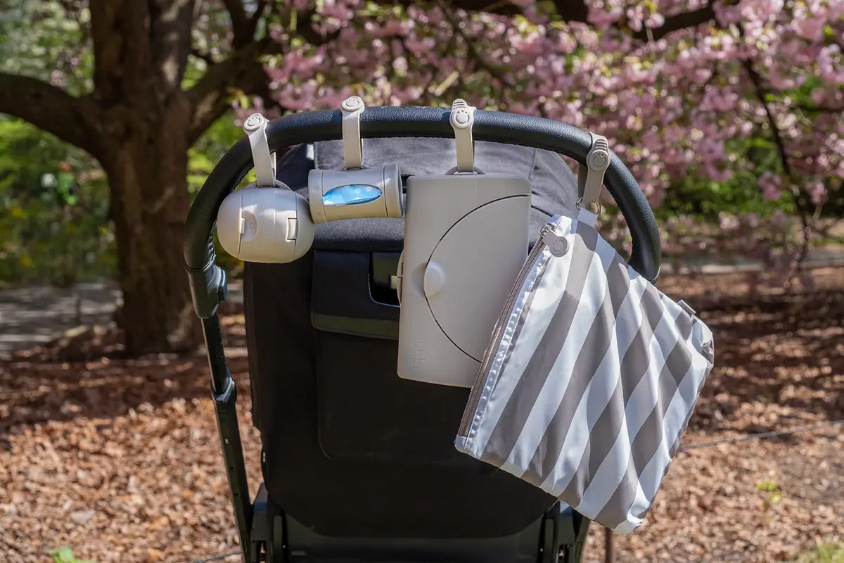 Ubbi On-The-Go Dual Pacifier Holder with Strap, Taupe | Keeps Pacifiers Clean & Organized - view 6