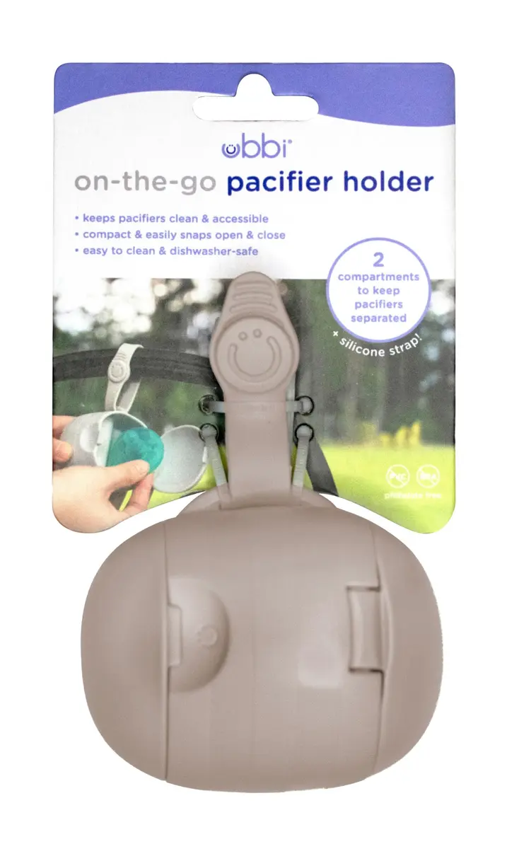 Ubbi On-The-Go Dual Pacifier Holder with Strap, Taupe | Keeps Pacifiers Clean & Organized - view 7