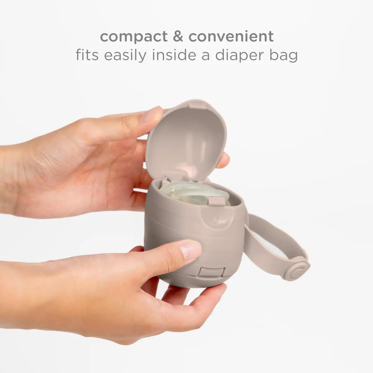 Ubbi On-The-Go Dual Pacifier Holder with Strap, Taupe | Keeps Pacifiers Clean & Organized - view 3