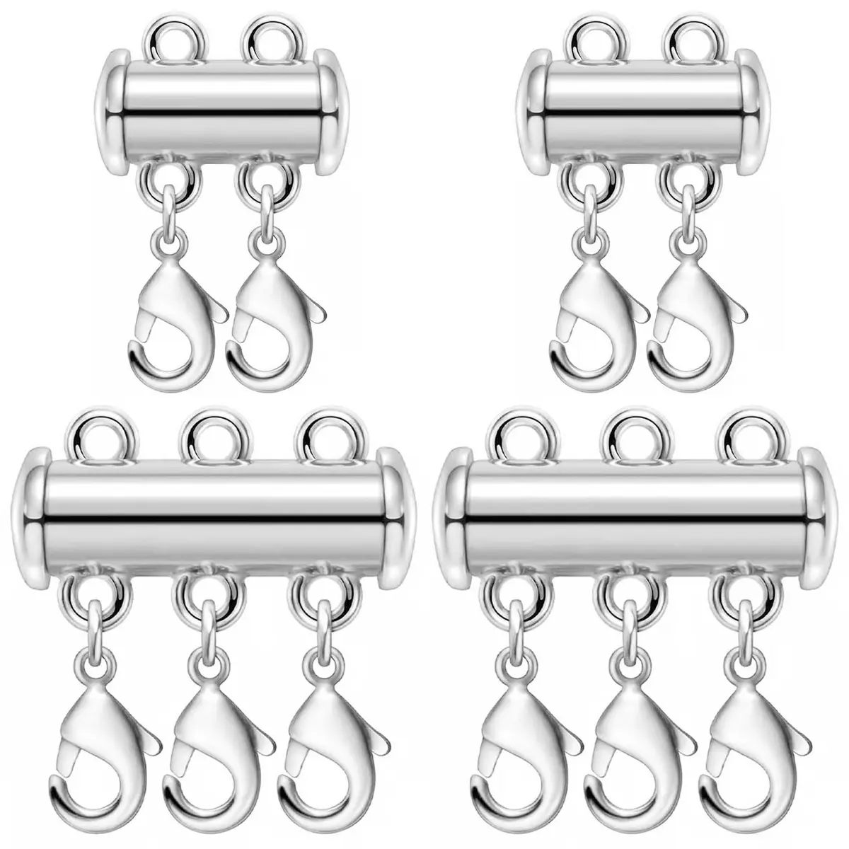 OHINGLT Magnetic Necklace Layering Clasps - 4 Piece Set (2x 15mm, 2x 20mm) - Gold & Silver Plated Brass - main product image