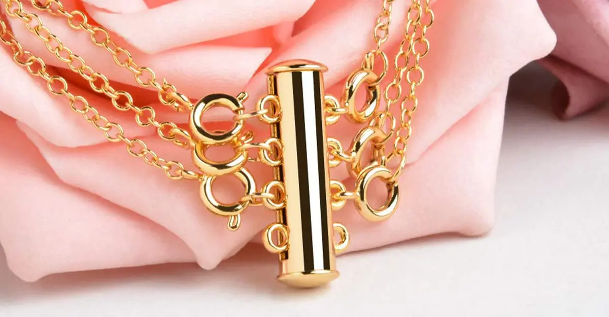 OHINGLT Magnetic Necklace Layering Clasps - 4 Piece Set (2x 15mm, 2x 20mm) - Gold & Silver Plated Brass - view 5