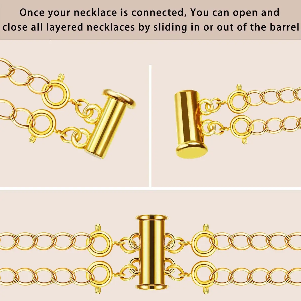 OHINGLT Magnetic Necklace Layering Clasps - 4 Piece Set (2x 15mm, 2x 20mm) - Gold & Silver Plated Brass - view 6