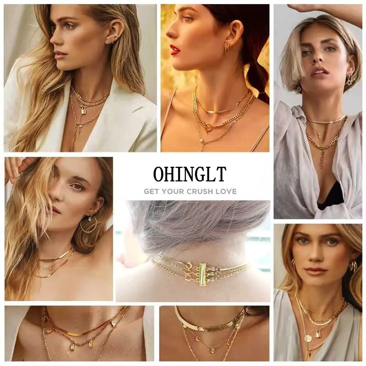 OHINGLT Magnetic Necklace Layering Clasps - 4 Piece Set (2x 15mm, 2x 20mm) - Gold & Silver Plated Brass - view 4