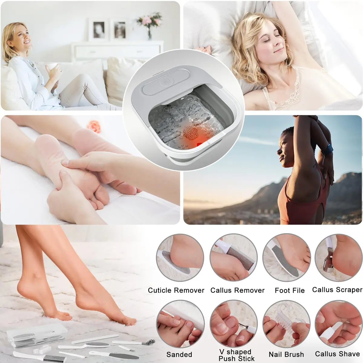 UNIFULL Collapsible Foot Spa Bath with Heat, Remote Control, Shiatsu Rollers & Bubble Jets for Relaxation - view 5