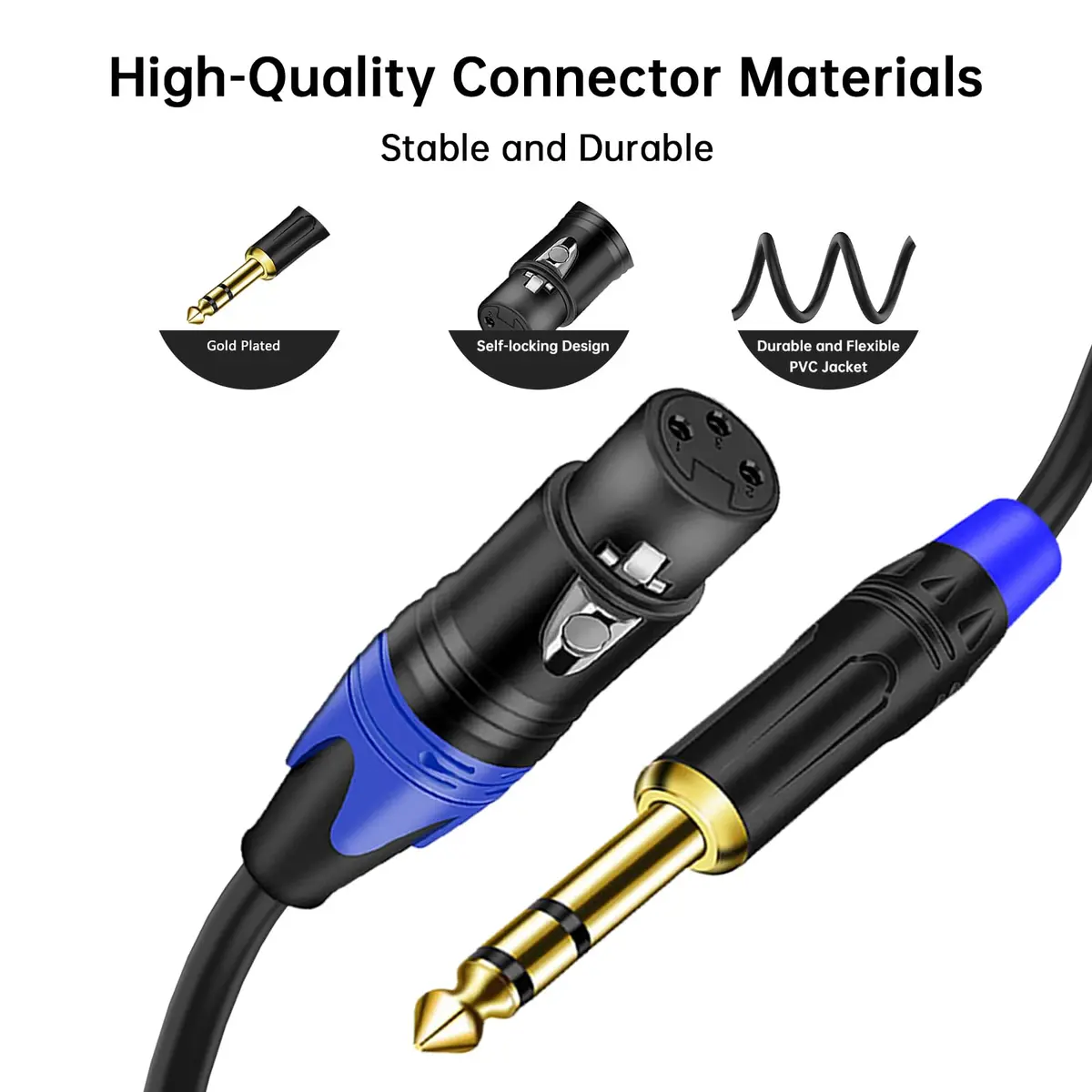 Seefeful 6.35mm TRS to Dual XLR Microphone Cable 0.3m | High Fidelity Audio - view 5