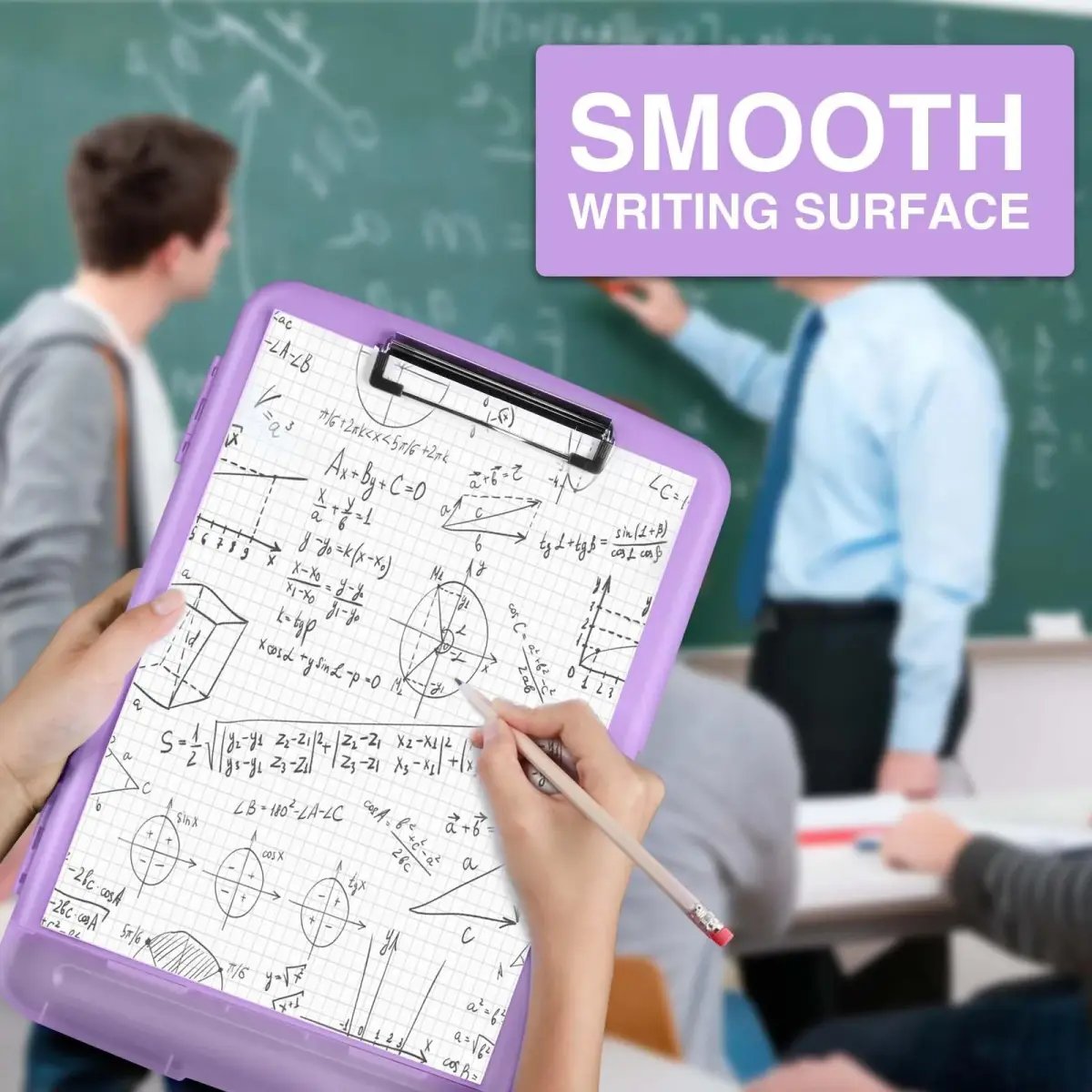 Sooez Storage Clipboard with Pen Holder, Lavender Purple, 8.5 x 11 inches | Durable Polypropylene Case for School & Office - view 6
