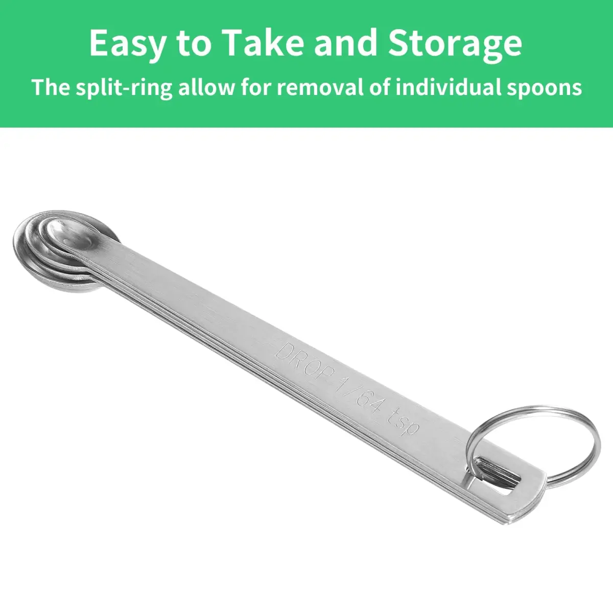Cuttte Tiny Measuring Spoons Set 1/64 to 1/4 tsp | Stainless Steel Mini Spoons for Powders & Spices - view 5
