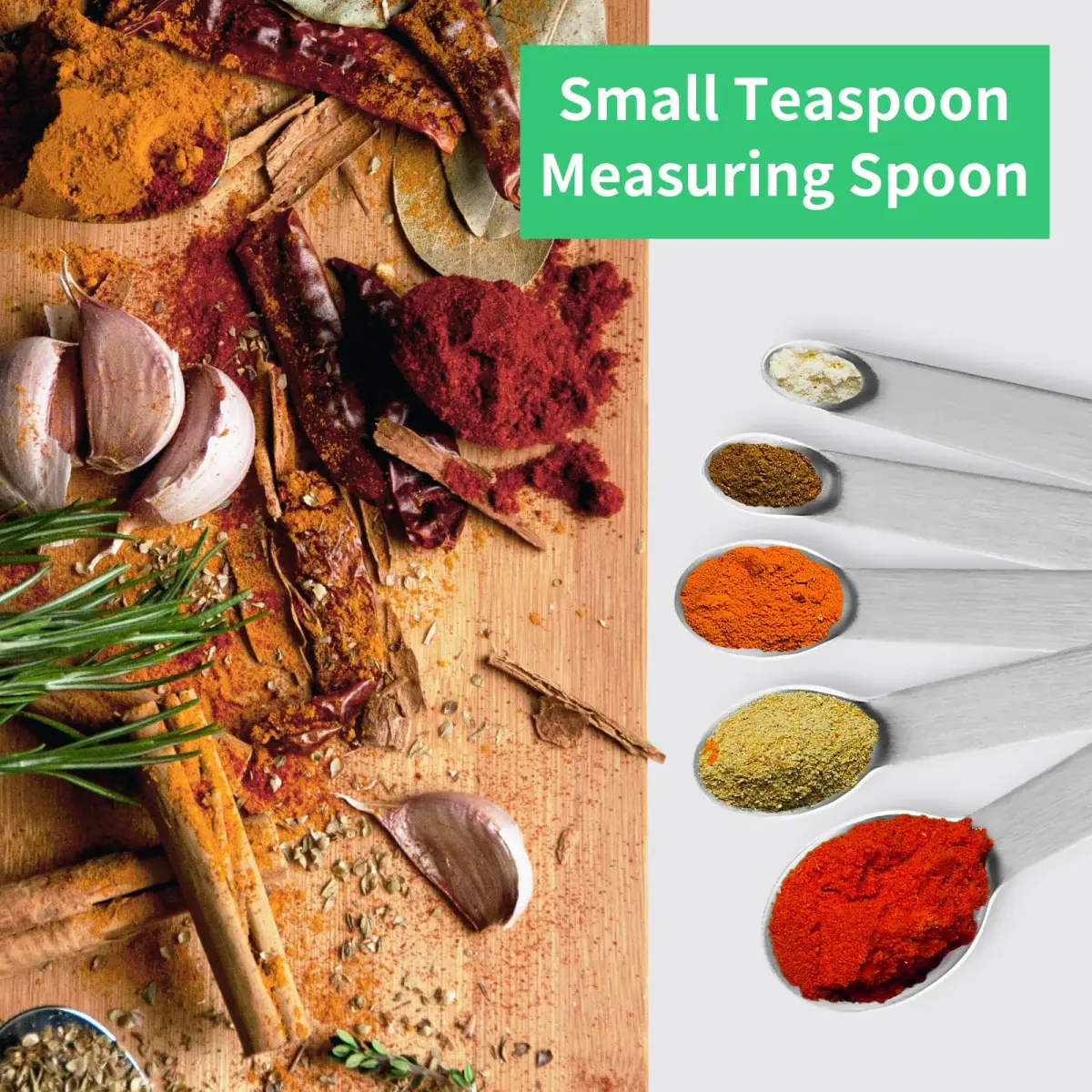 Cuttte Tiny Measuring Spoons Set 1/64 to 1/4 tsp | Stainless Steel Mini Spoons for Powders & Spices - view 3