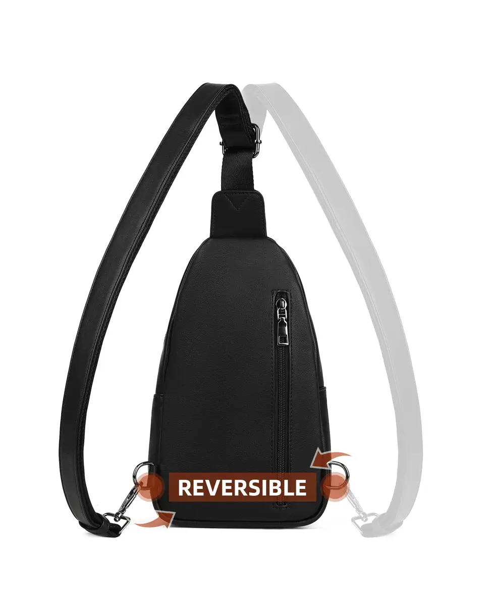 MASINTOR Sling Bag for Women, Crossbody Fanny Pack, Black | Durable Faux Leather, Adjustable Strap - view 5